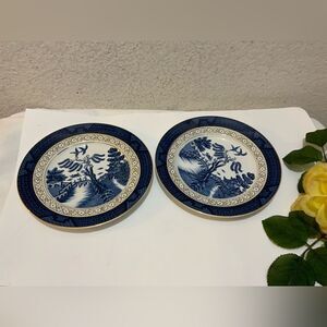 Blue Willow Double Phoenix Nikko Ironstone Japan Plate 7 1/4 In. Gold Rim G16